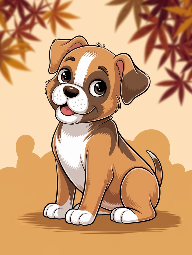 Cute Animated Boxer Puppy Art