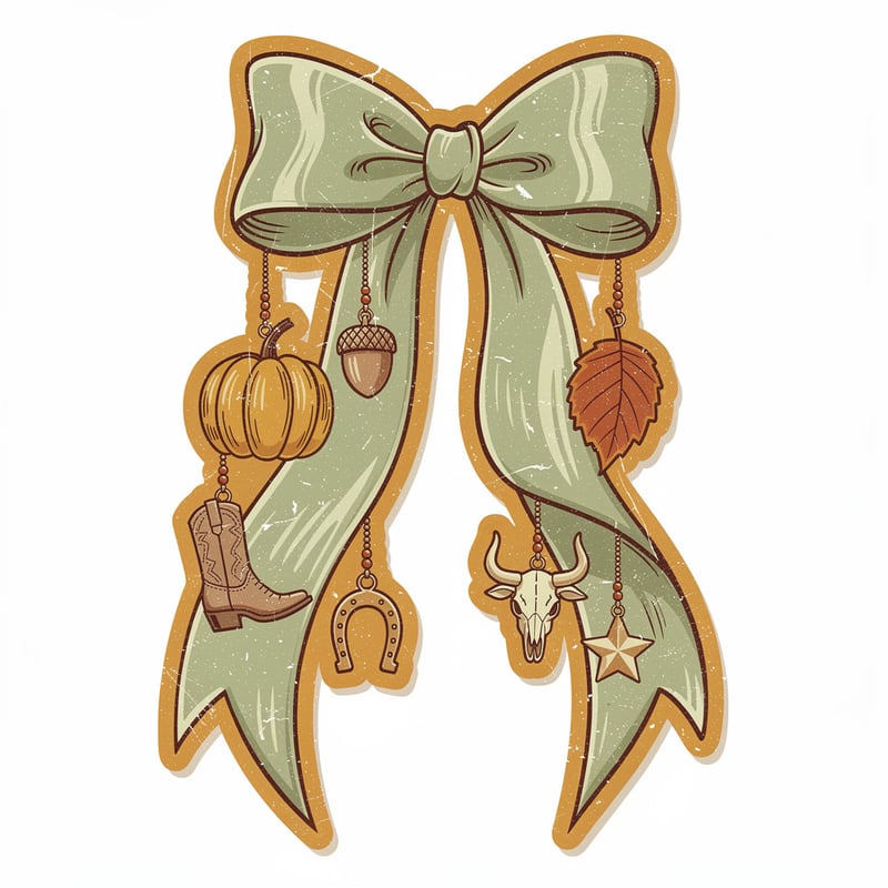Sage Satin Coquette Bow Sticker