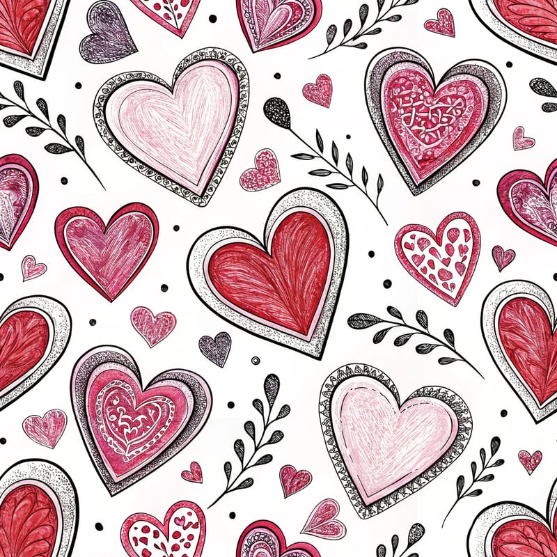 Bold Hearts on Pure White Background