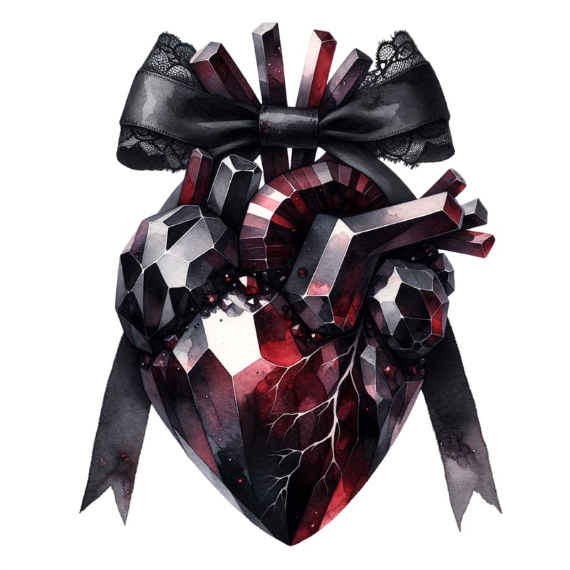 Gothic Heart Watercolor Illustration