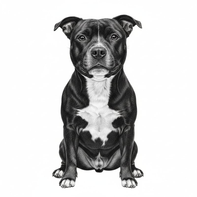 Realistic Staffordshire Bull Terrier Drawing