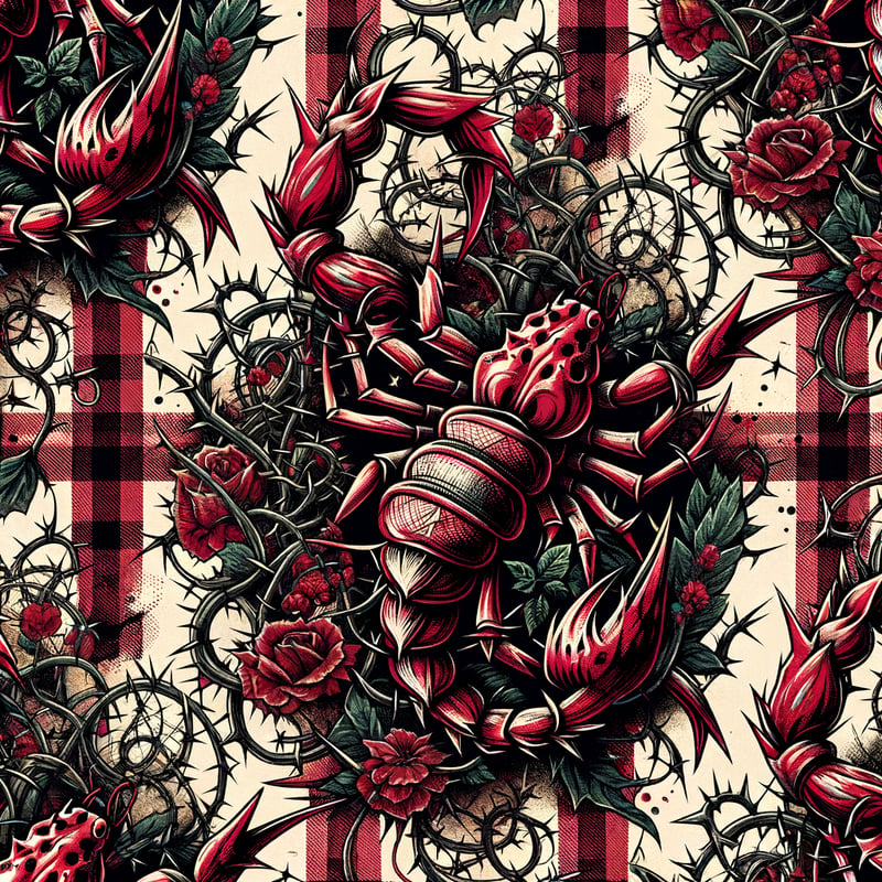 Seamless Red Scorpion Watercolor Pattern