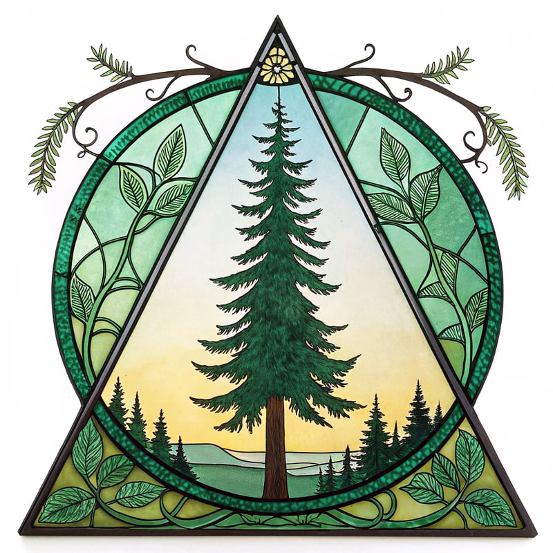 Stained Glass Pine Tree Medallion
