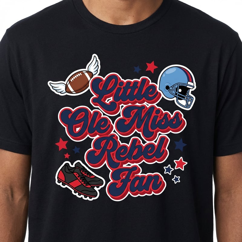 Little Ole Miss Rebel Fan Tee Design