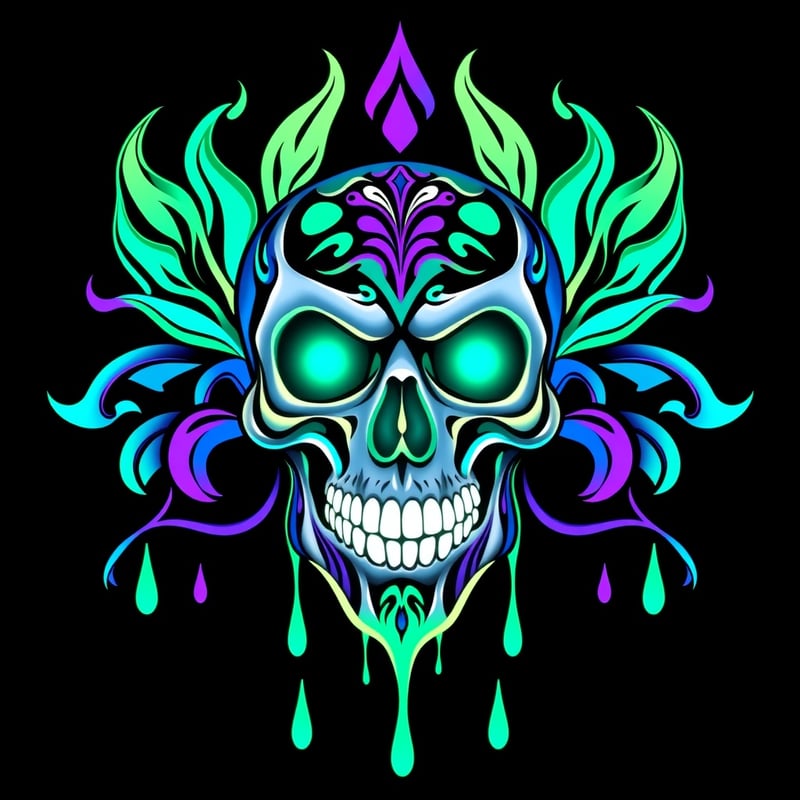 Symmetrical Fantasy Skull Illustration