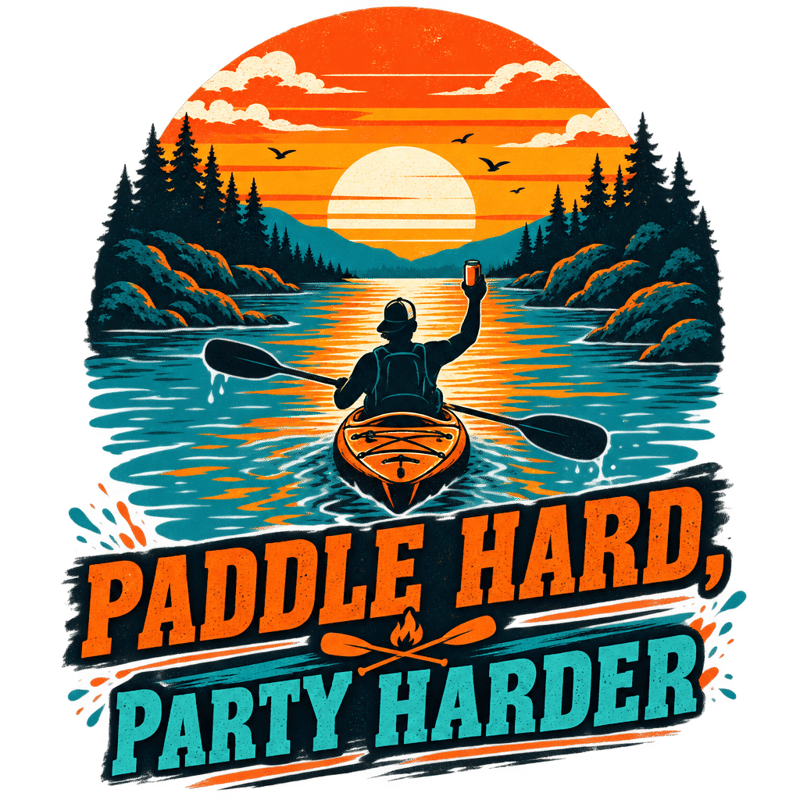 Retro Kayak Sunset Graphic