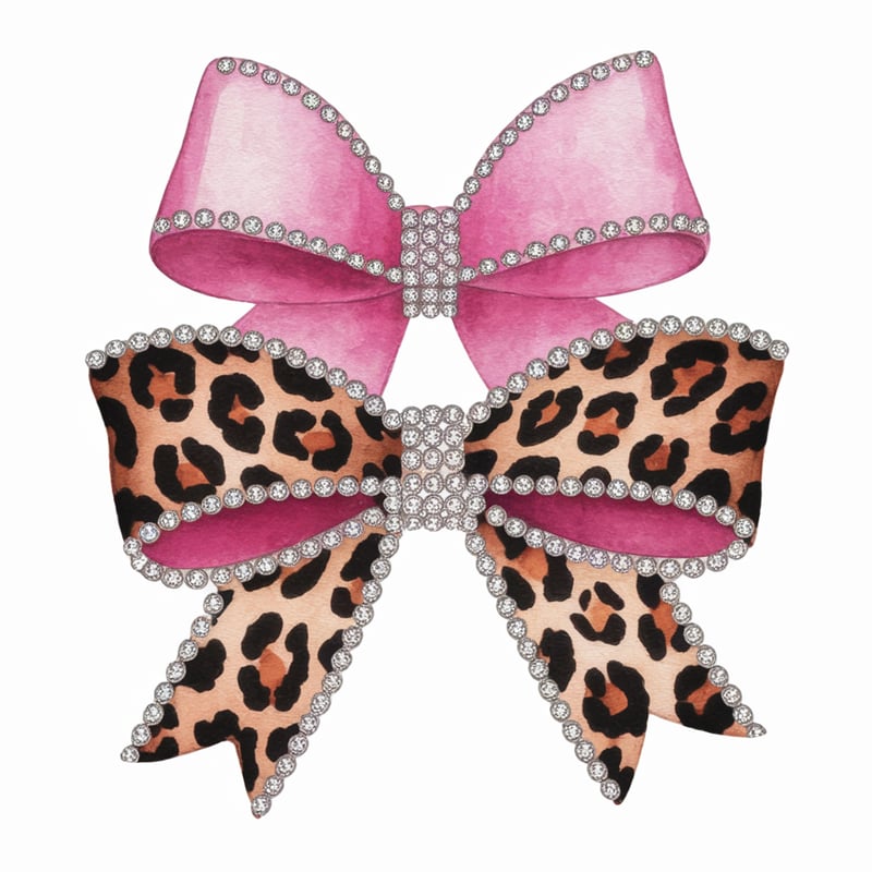 Leopard Print Coquette Ribbon Bow Illustration
