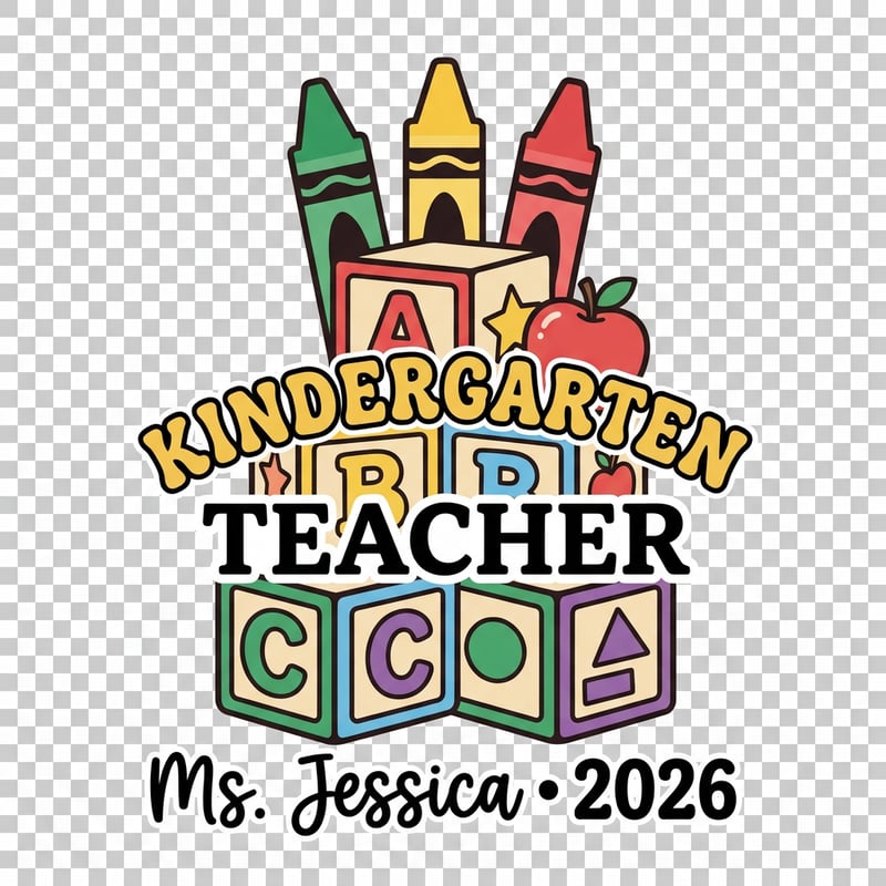Personalized Kindergarten Teacher Ornament PNG