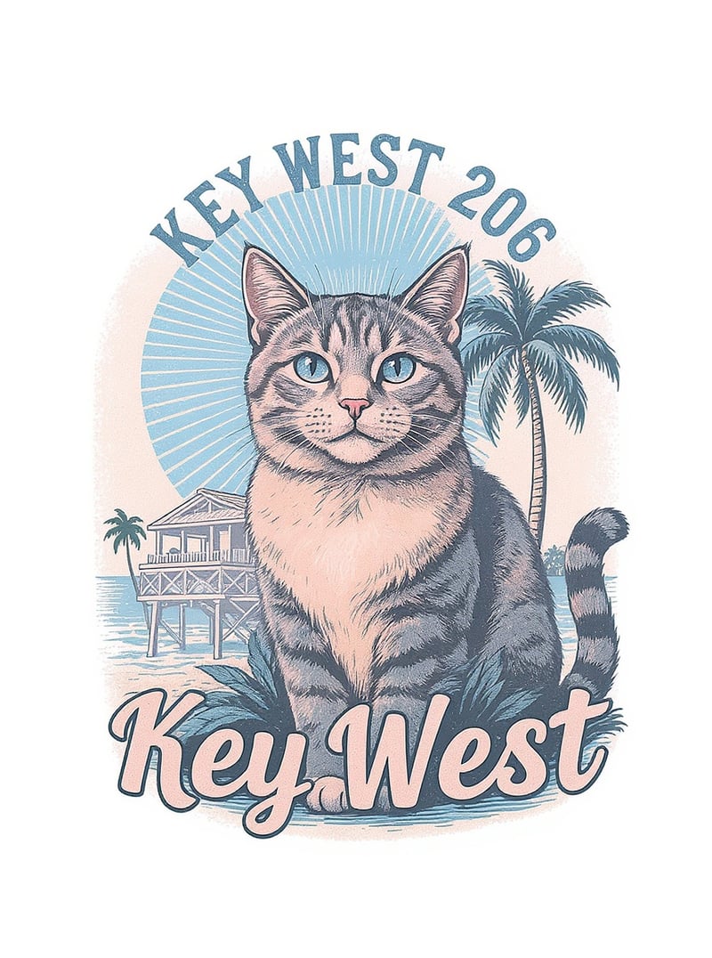 Key West Six-Toed Cat Illustration