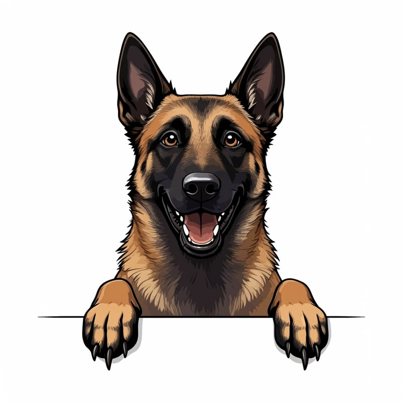 Excited Belgian Malinois Illustration