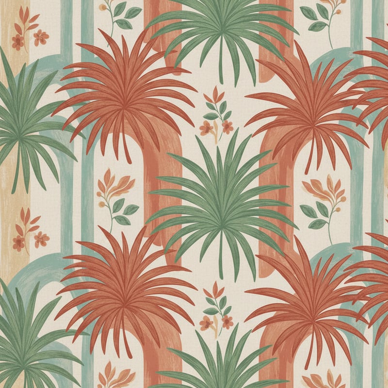 Seamless Vintage Palm & Arch Pattern