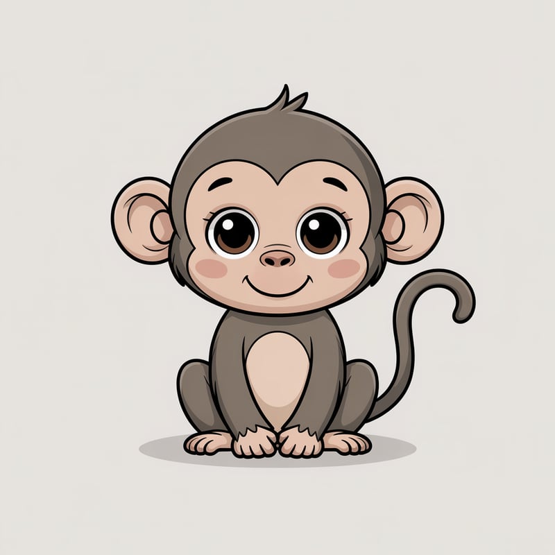 Cute Animated Baby Monkey Art