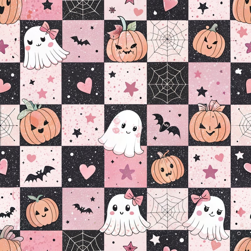 Pastel Pink & Black Spooky Cute Pattern