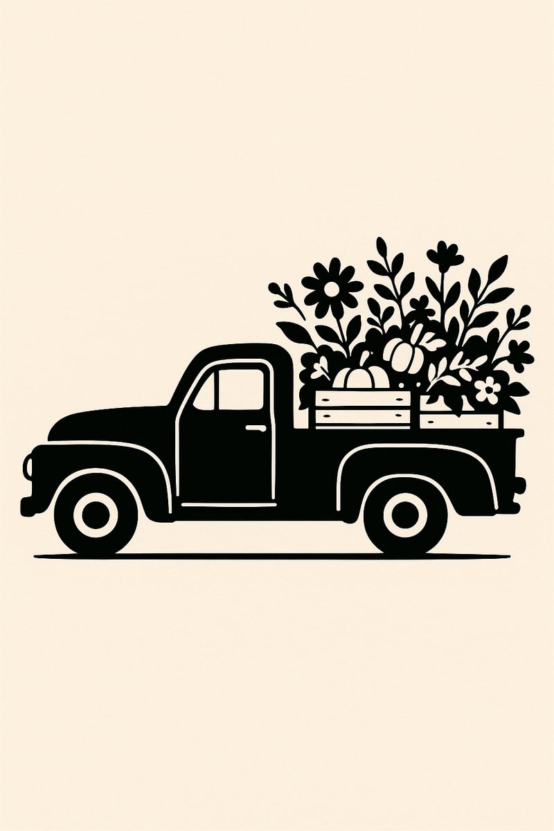 Vintage Pickup Truck Silhouette