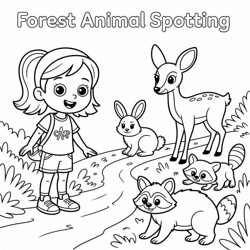 Forest Animal Spotting Coloring Page