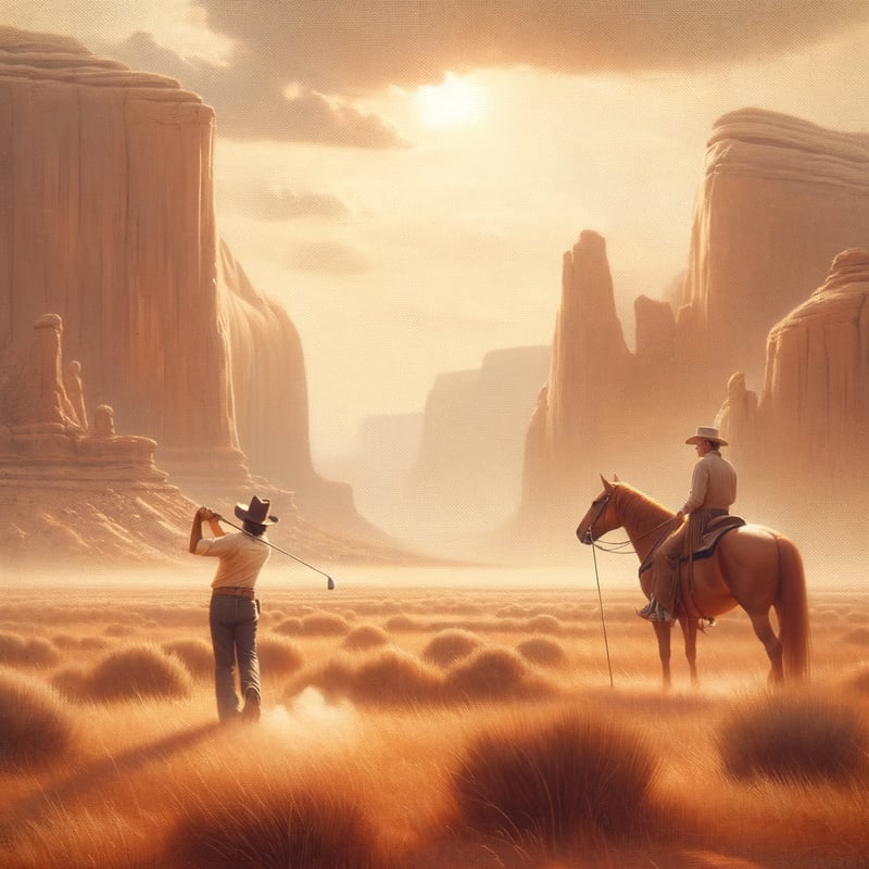 Desert Cowboy Golf Scene