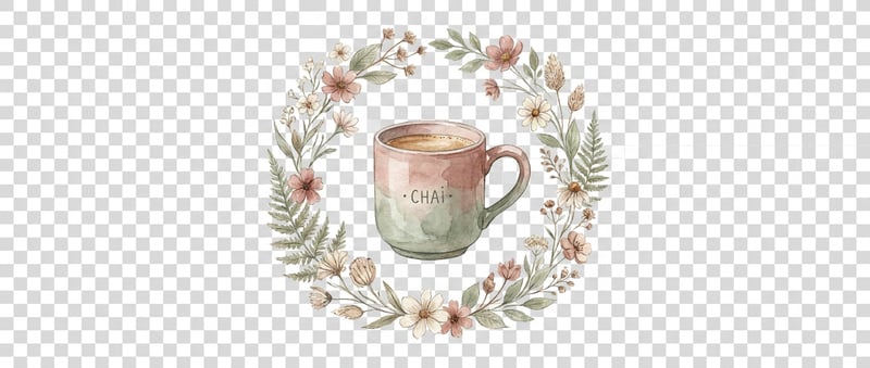 Boho Watercolor Chai Mug Illustration