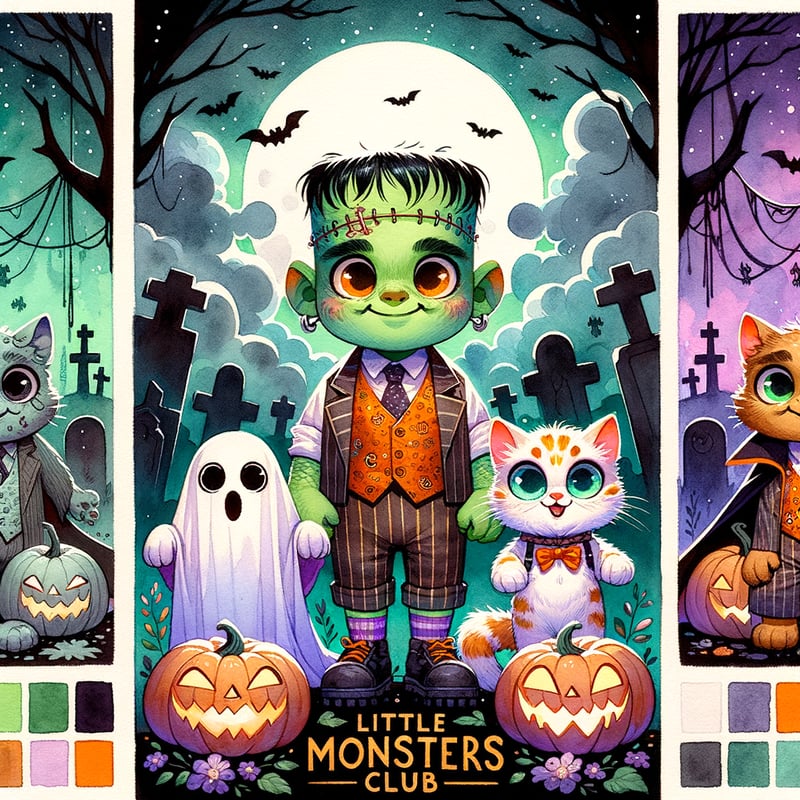 Cute Vintage Halloween Monsters