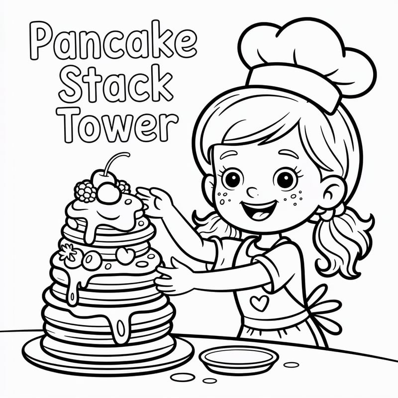 Children's Coloring Page: Pancake Stack
