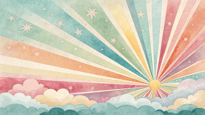 Pastel Watercolor Sunburst Pattern