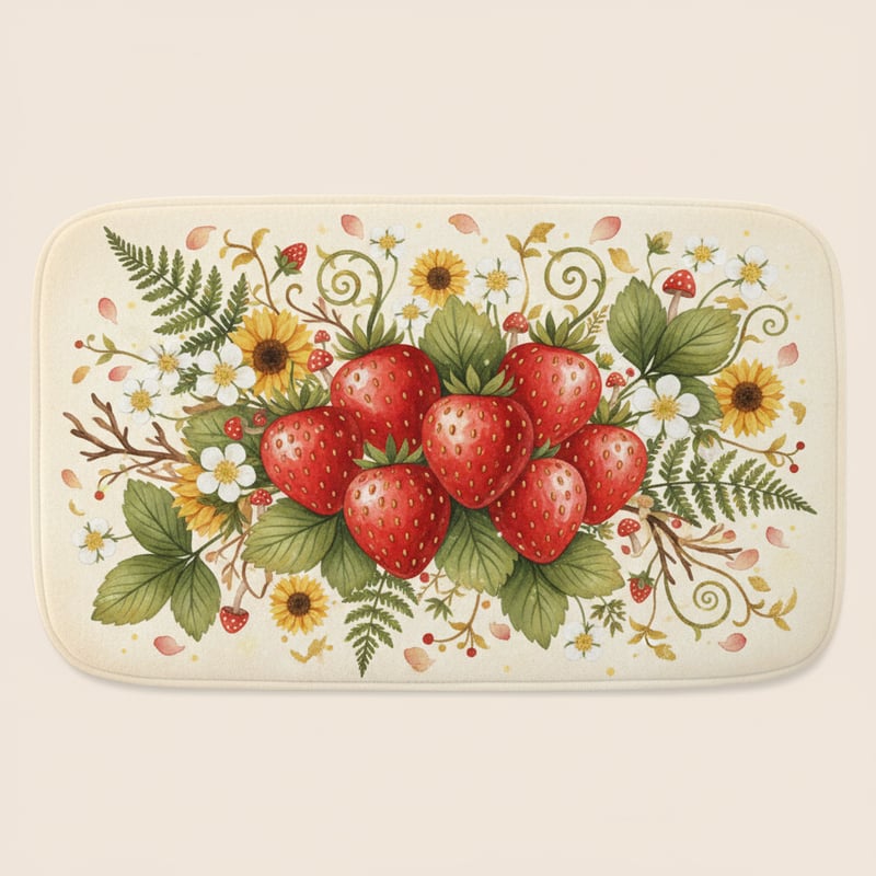 Strawberry Woodland Bath Mat Design