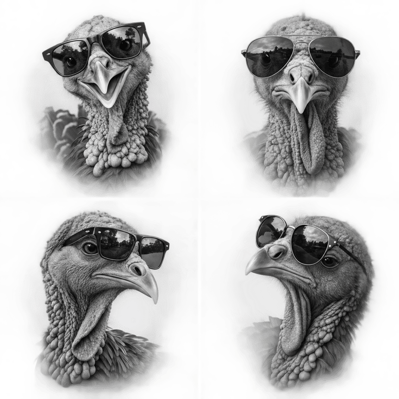 Greyscale Turkey Sunglasses Collage