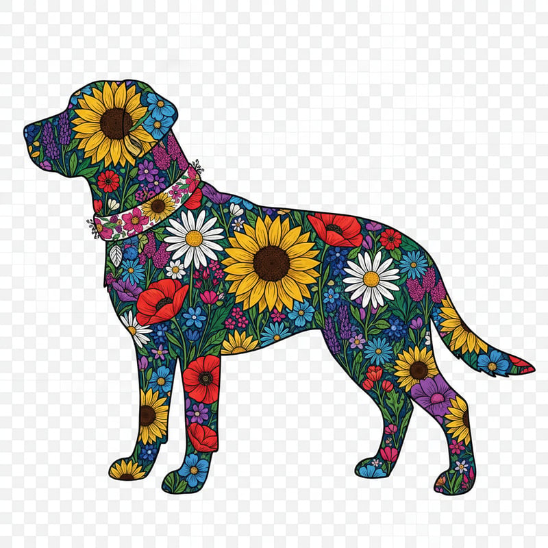 Boho Floral Labrador Illustration