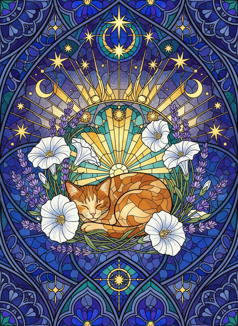 Stained-Glass Cat Wallpaper