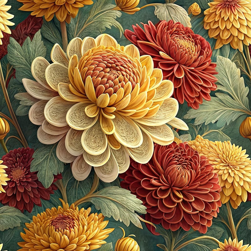 3D Chrysanthemum Floral Patterns