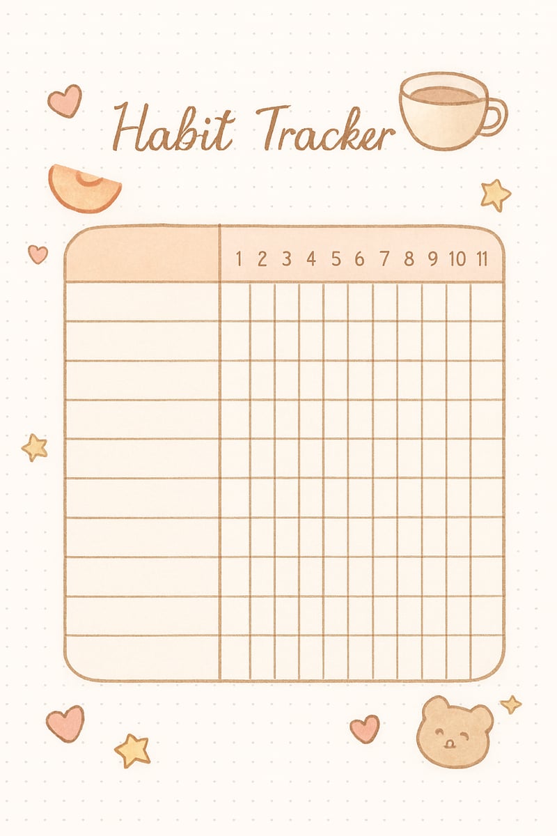 Korean Style Habit Tracker Page