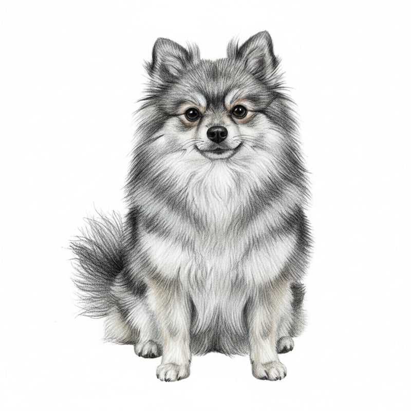 Realistic Wolf Sable Pomeranian Drawing