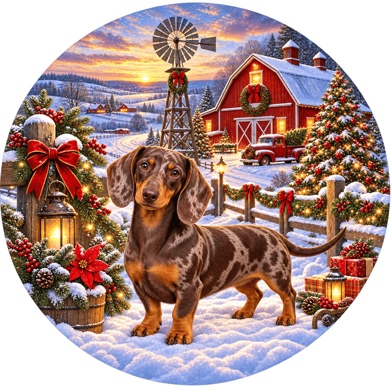 Dachshund Winter Circular Design