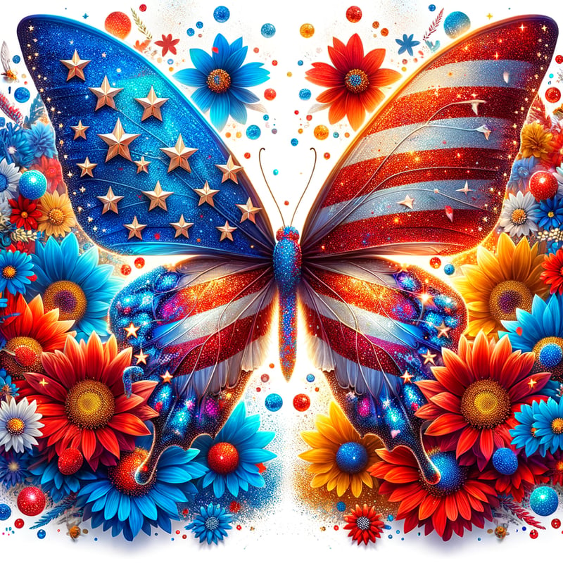 Patriotic Glittery Butterfly Art