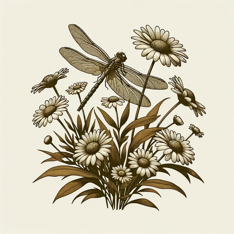 Vintage Dragonfly Floral Design