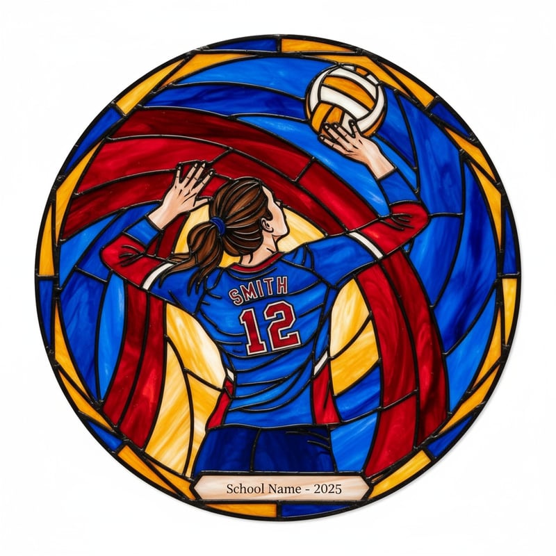 Stained Glass Volleyball Player Art