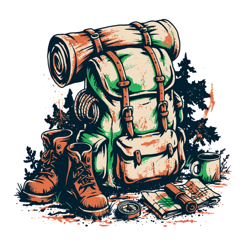 Vintage Hiking Backpack T-Shirt Design