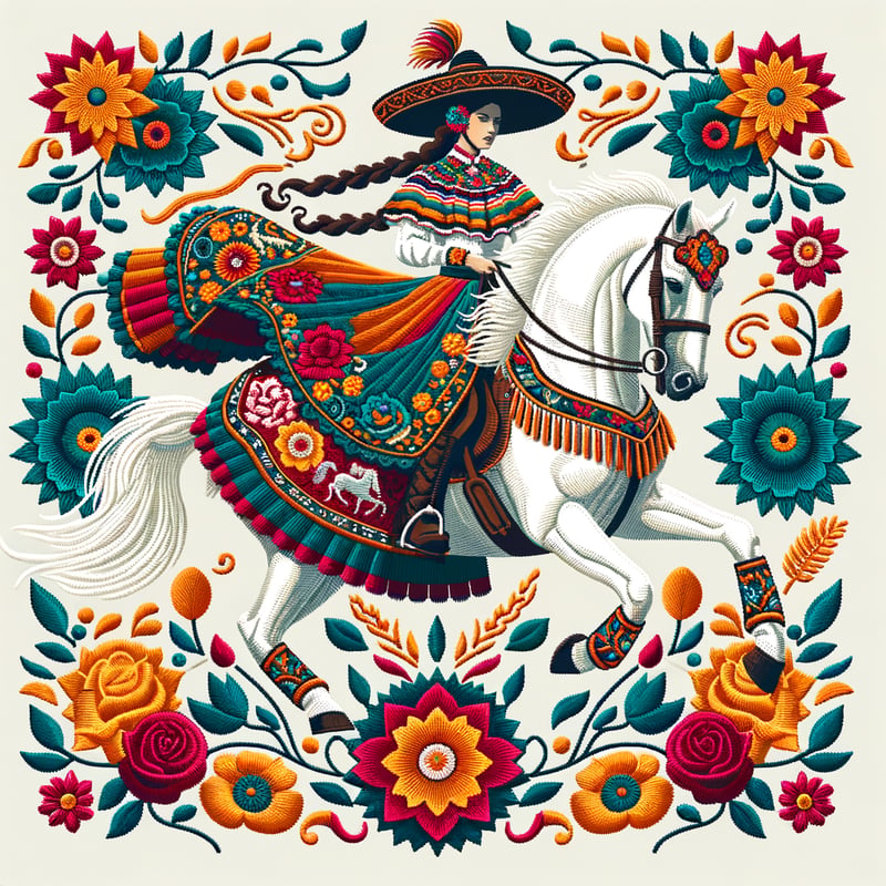 Mexican Equestrian Embroidered Illustration