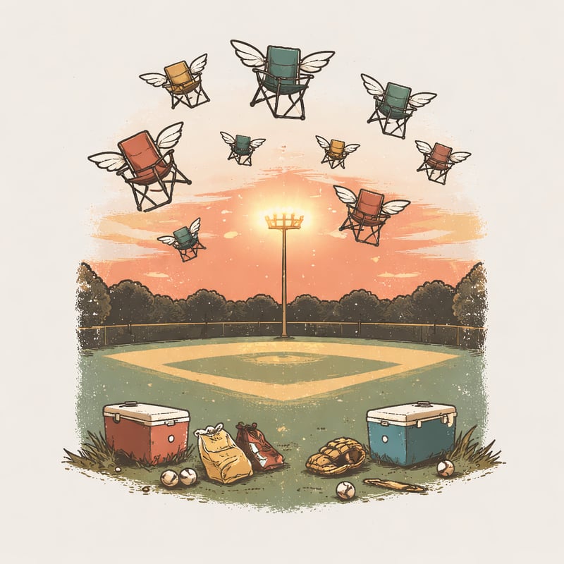 Retro Sunset Baseball Scene Vector