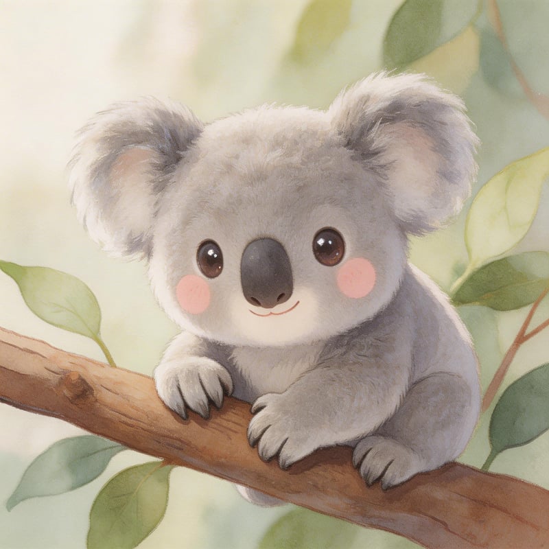 Cute Baby Koala Watercolor Art
