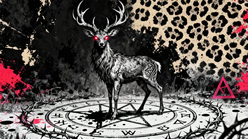 Gothic Horned Demon-Stag Illustration