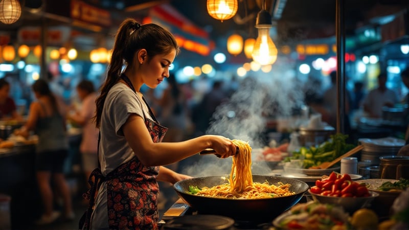 Realistic Bangkok Street Food Vendor
