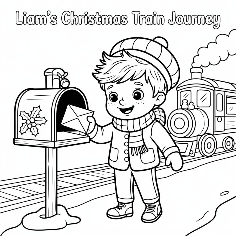 Liam’s Christmas Train Journey Coloring Page