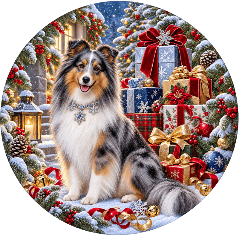 Blue-Merle Shetland Christmas Circle