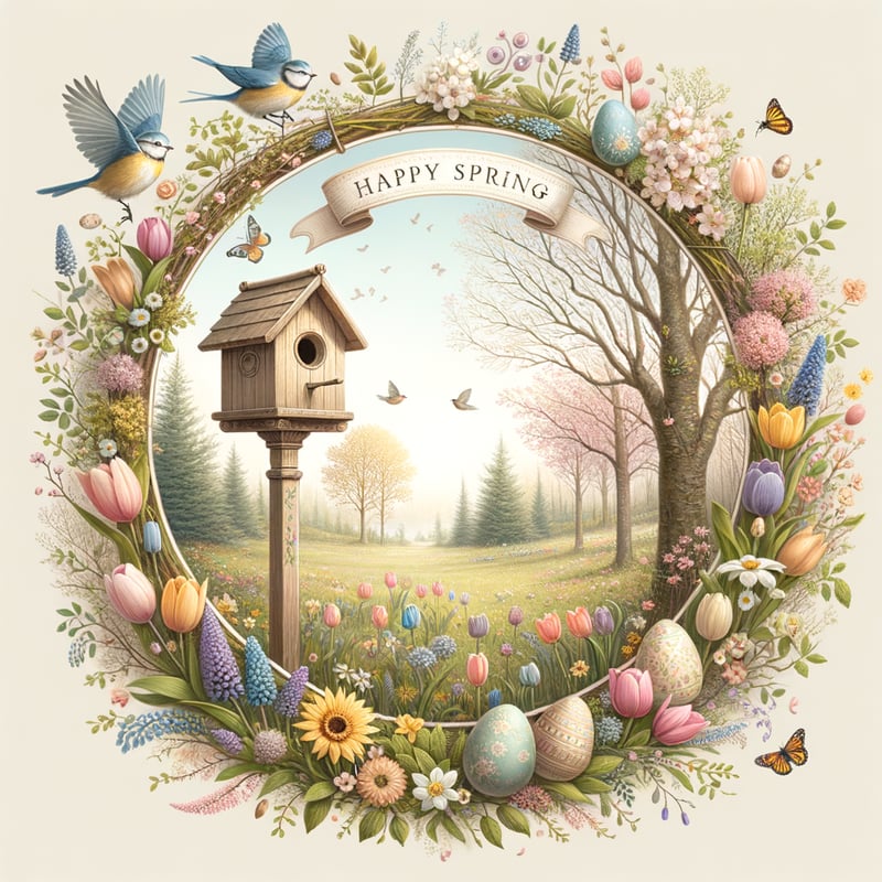Spring Circular Meadow Illustration