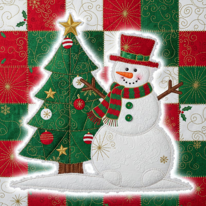 Christmas Patchwork Snowman Design