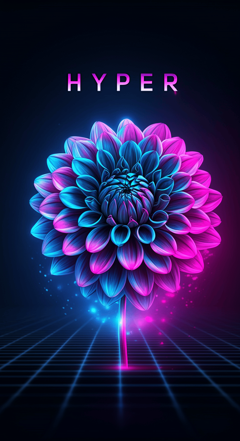 Glowing Neon Dahlia in Cyber Style
