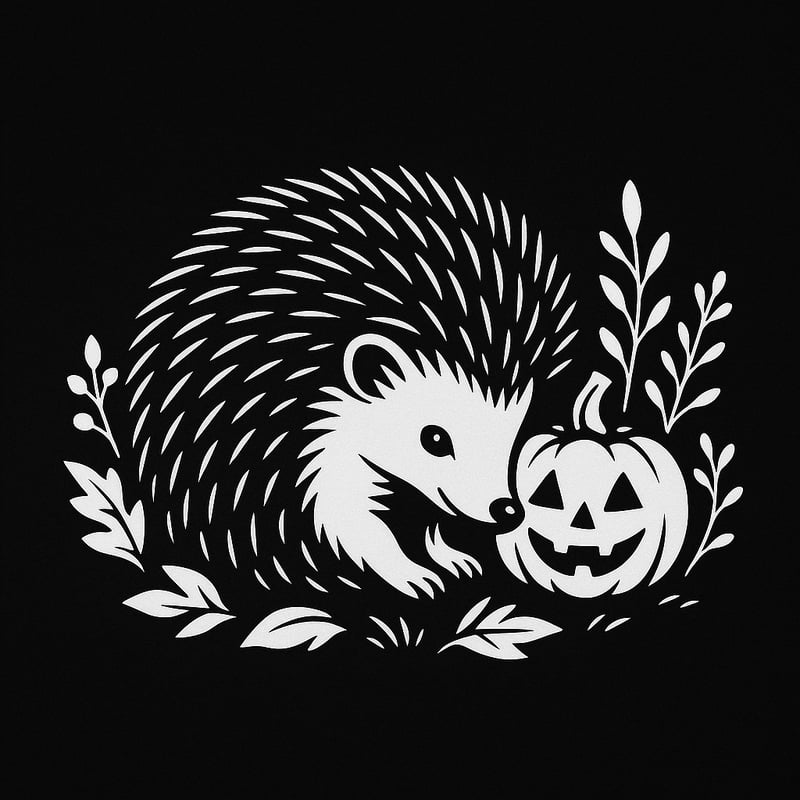 Hedgehog and Jack-o’-Lantern Graphic