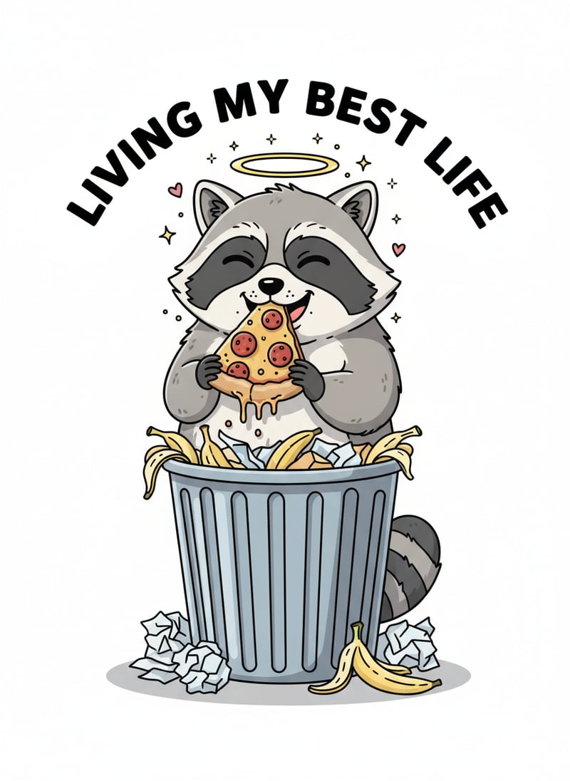 Raccoon Living Its Best Life Illustration