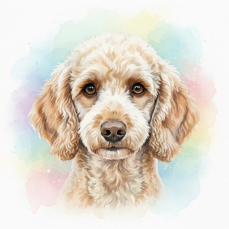 Watercolor Portrait of a Poodle