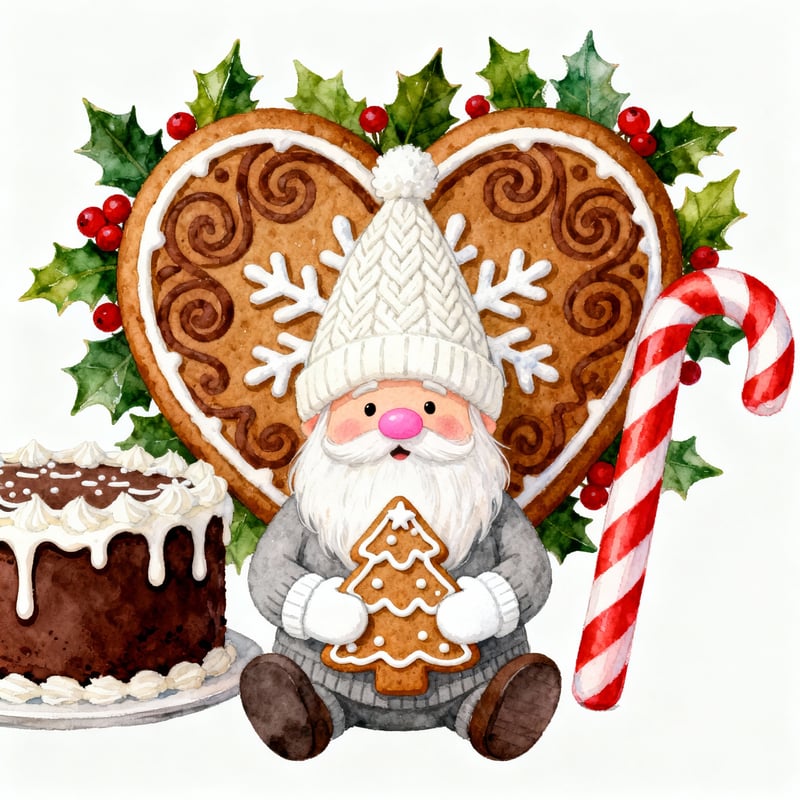 Whimsical Christmas Gnome Illustration